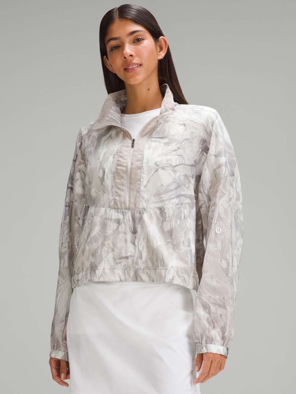 🆕 Lululemon Lightweight Woven Side-Snap Anorak Marble Meld Light Multi/Dove Grey